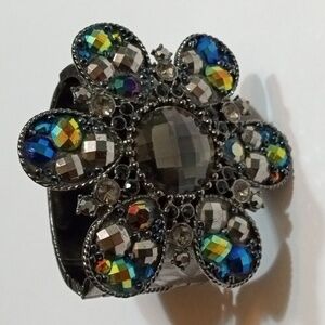 Large Floral Metal Multicolor Bracelet